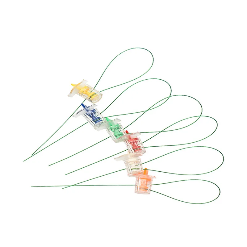 ซีลเบ็ดตกปลาเรืองแสงแบบใช้แล้วทิ้งกันขโมยตะกั่วพลาสติกปิดผนึกหัวเข็มขัดสายเคเบิลแบบปรับแต่งได้100ชิ้น 1