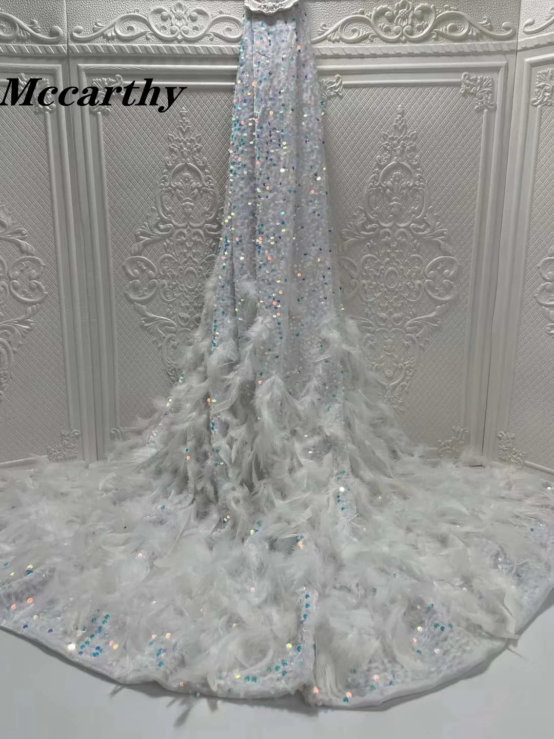 African Velvet Lace Fabric 2023 High Quality Luxury Sequins Lace Material 3D Feather Embroidery Nigerian Fabrics For Wedding