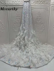 African Velvet Lace Fabric 2023 High Quality Luxury Sequins Lace Material 3D Feather Embroidery Nigerian Fabrics For Wedding
