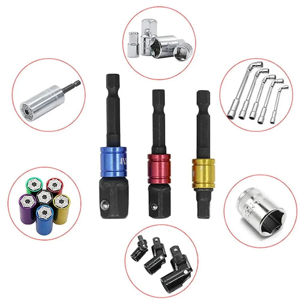 Screwdriver Bit Set 3PC 105&deg; Turning Screwdriver Joint Electric Drill Corner Socket Hexagonal Conversion Extension