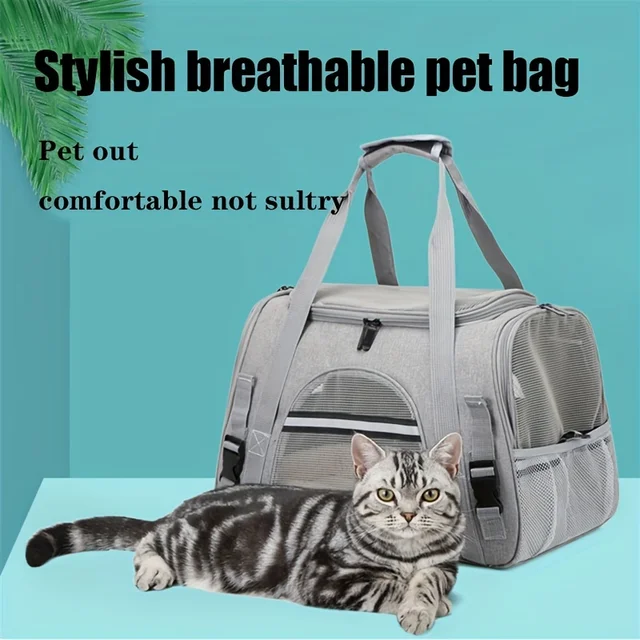 [Portable Cat Carrier] Large Portable Cat Carrier with Plush Mat | Breathable Travel Bag, Ventilated Mesh, Secure Straps for Car 6