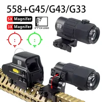 Eotech Holographic Collimator 558 Red Dot Sight G43/G33/G45 3X 5X Magnifier Airsoft Hunting Gear w/ 20mm Rail Mounts & QD Lever 1