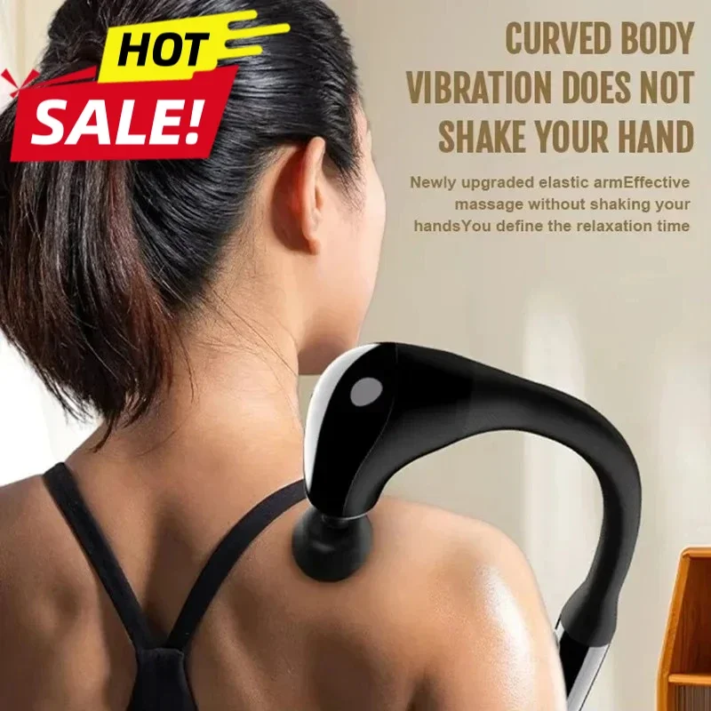 U Shape Back Massager Gun with Long Handle Deep Tissue Percussion Therapy for Hard To Reach Back Pain Relief and Muscle Recovery