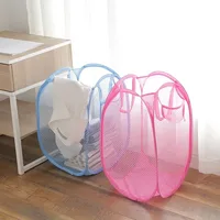 Foldable Color Mesh Clothes Dirty Clothes Basket Household Mesh Dirty Clothes Basket Storage Basket Storage Bucket Laundry Baske 3