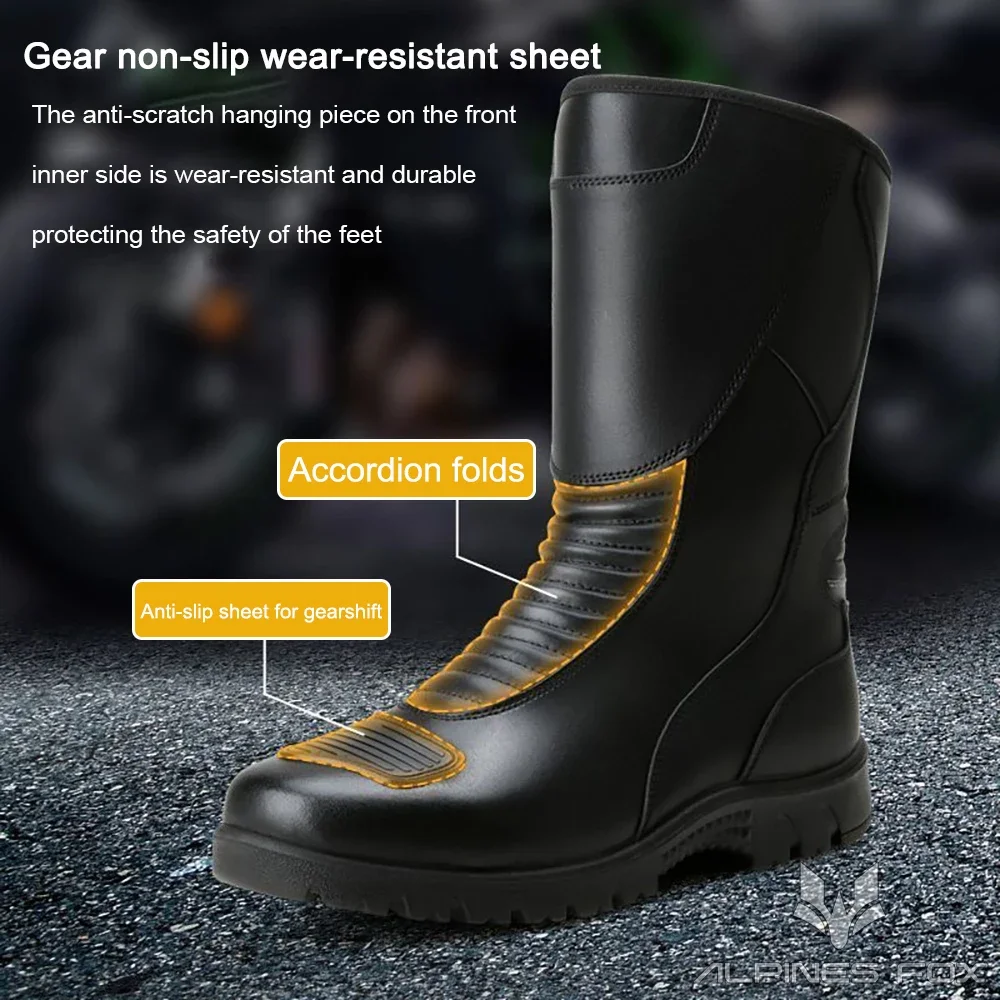 Vintage Motorcycle Riding Boots Men's Leather Motorbike Riding Shoes Waterproof Windproof Anti-fall Rider Shoes Four Seasons