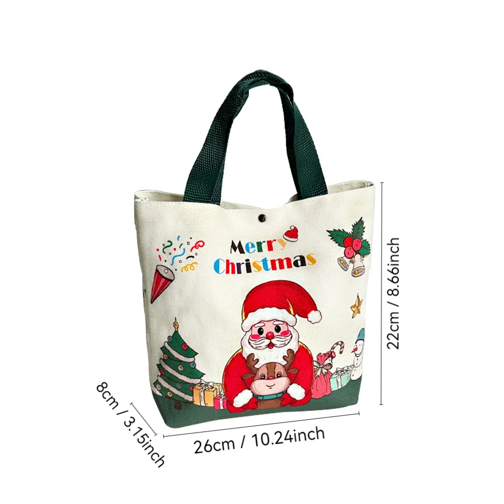 Christmas Gift Bag Cartoon Santa Claus Elk Xmas Tree Handheld Canvas Bag