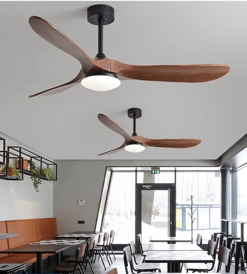 Luxury Natural Wooden Ceiling Fan Home Decorative Pendant Fan With Lamp Reversible Motor Suitable for Summer and Winter 2