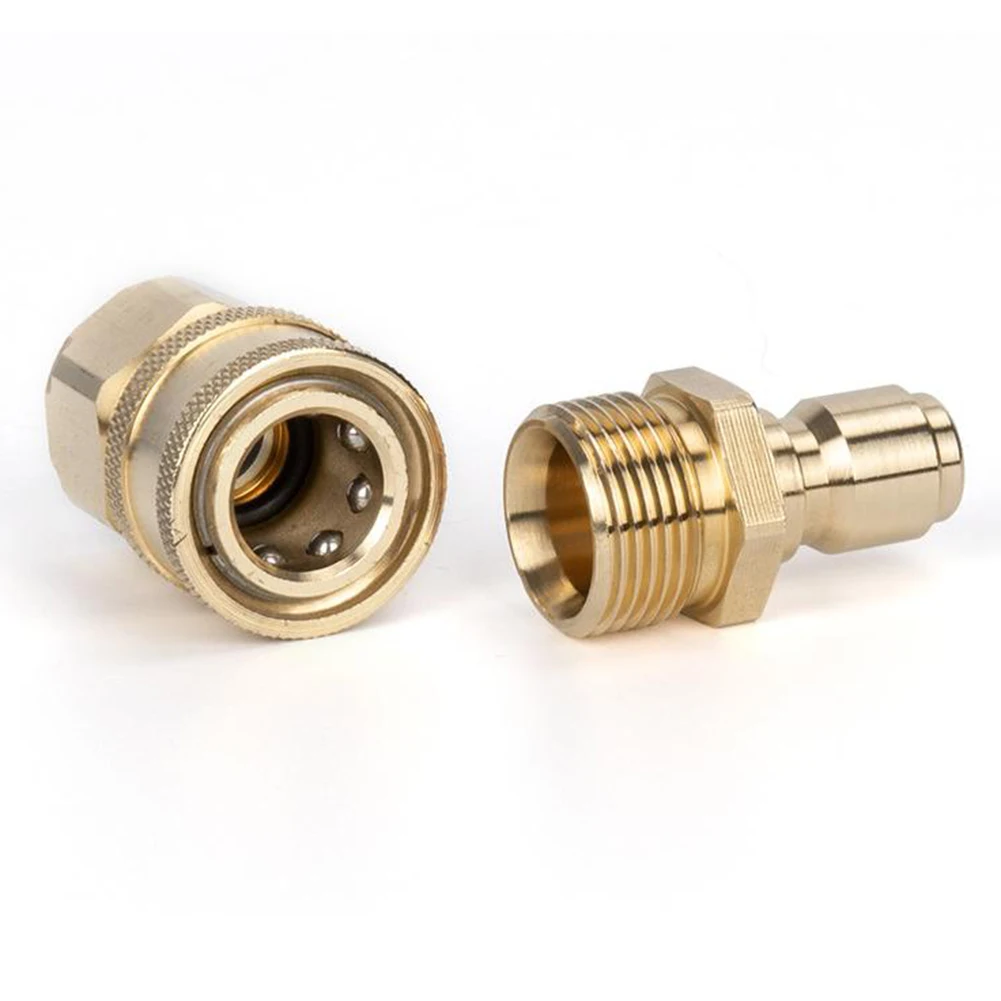 2pcs 압력 세척기 퀵 커넥트 어댑터 구리 M22 15mm 나사형 커넥터 자동차 세척기 워터건 스위블 어댑터