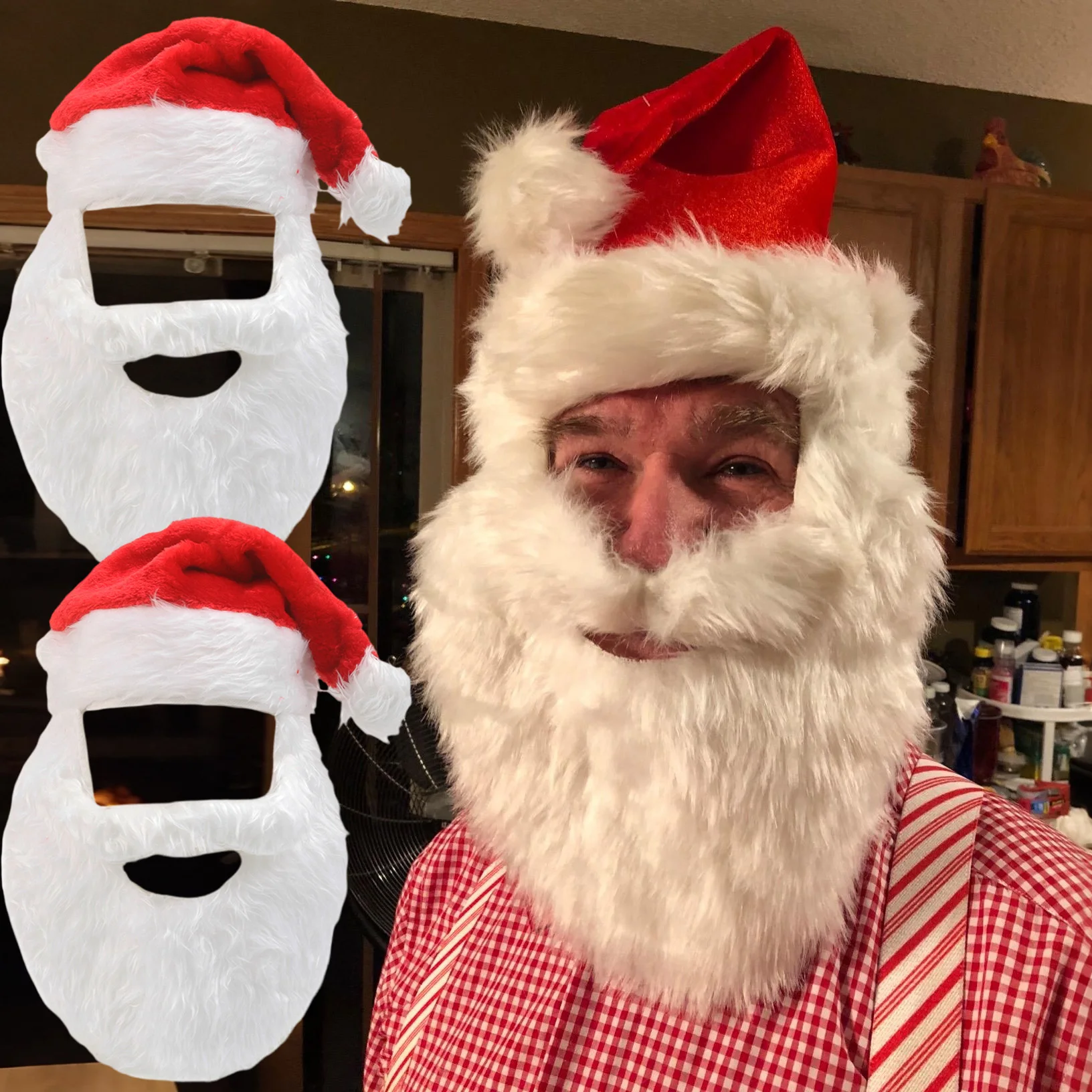 Santa Claus Hats Wig & Beard Christmas Decorations Cosplay Children Adults Xmas Caps Ornaments Supplies Multi-Functional Funny