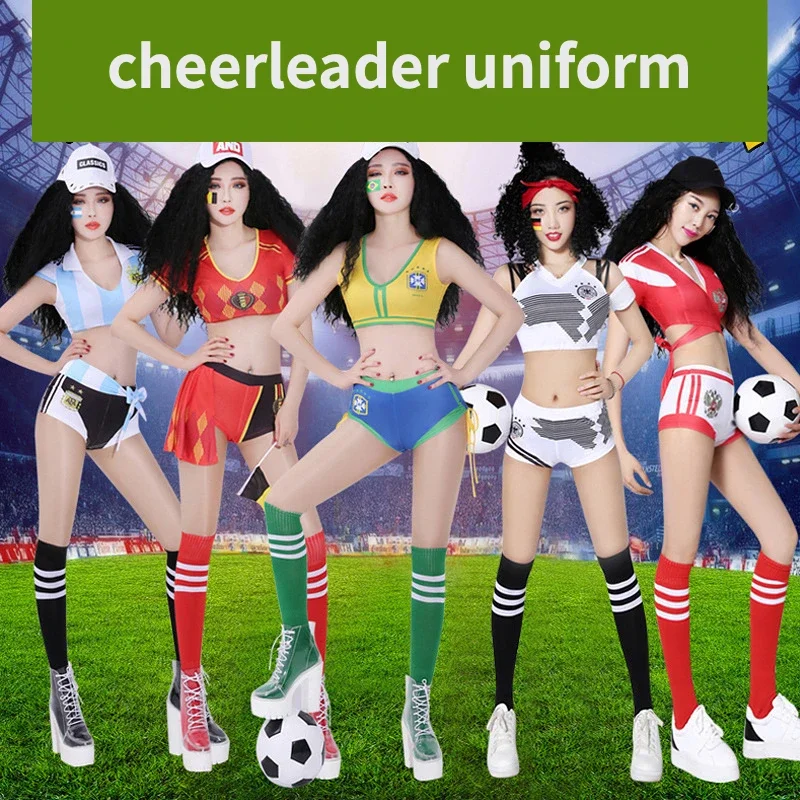 

Sexy National Cheerleader Clothes Football Baby Costume Sport Suit Women Competition Festival Party Outfit Crop Top Shorts 2024