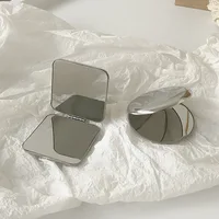 1pcs Portable Women Stainless Steel Makeup Mirror Hand Pocket Folded-Side Cosmetic Make Up Mirror Small Various Shapes 2