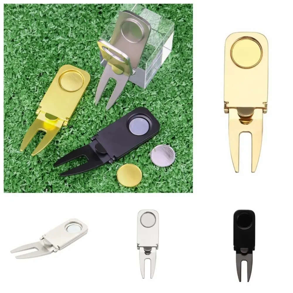 Golf Green Fork Multifunctional 6-in-1 Cigar Holder Ball Fork Mark Marker Ball Position Mark