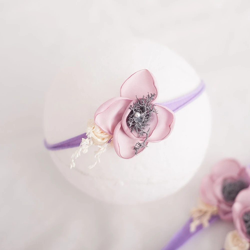 Baby Flower Headband Newborn Photography Prop Baby Girl Headwear Tiara Pearl Headwrap Studio Photo Infant Hair Accessories 5