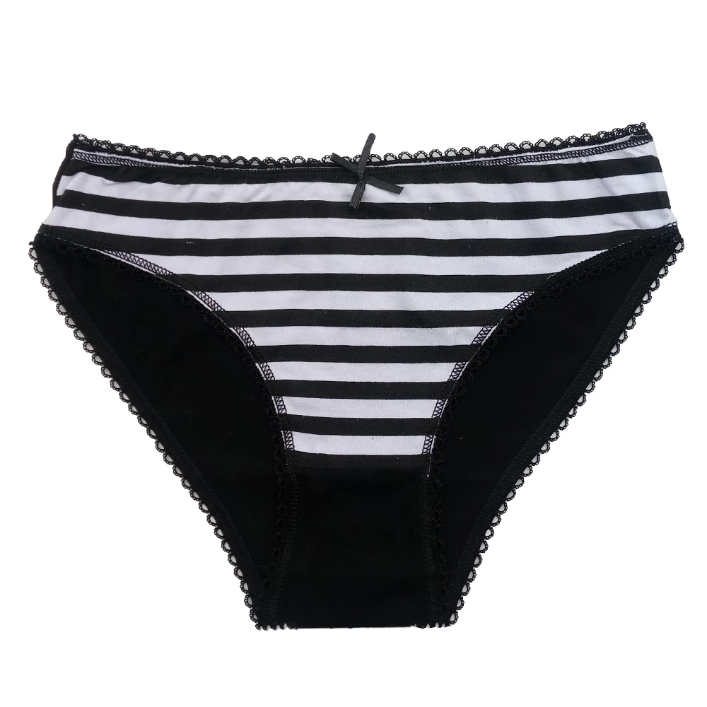 Sexy Panties for Women Cotton Soft Female Underwear Lace Briefs set Ladies Striped Bikini Intimates Lingerie 3Pcs/lot