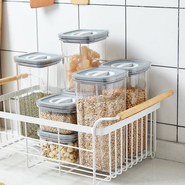 Airtight Pantry Pasta Kitchen With Lid Plastic Food Storage Multigrain  Sealed Container Cereal Containers Transparent Box Cans