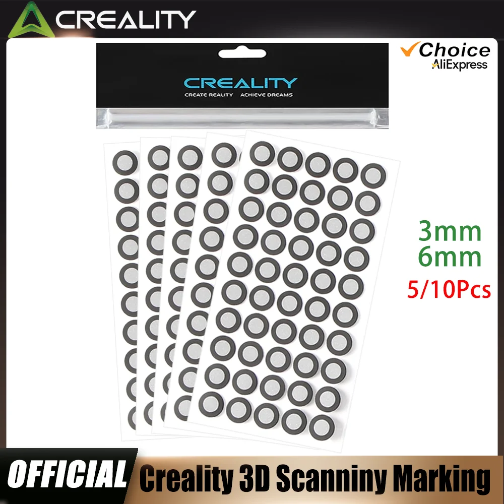 Oficjalne markery skanujące Creality 3mm (1 arkusz, 120 punktów) i 6mm (1 arkusz, 50 punktów), markery odbiciowe rozproszonego światła do skanera 3D