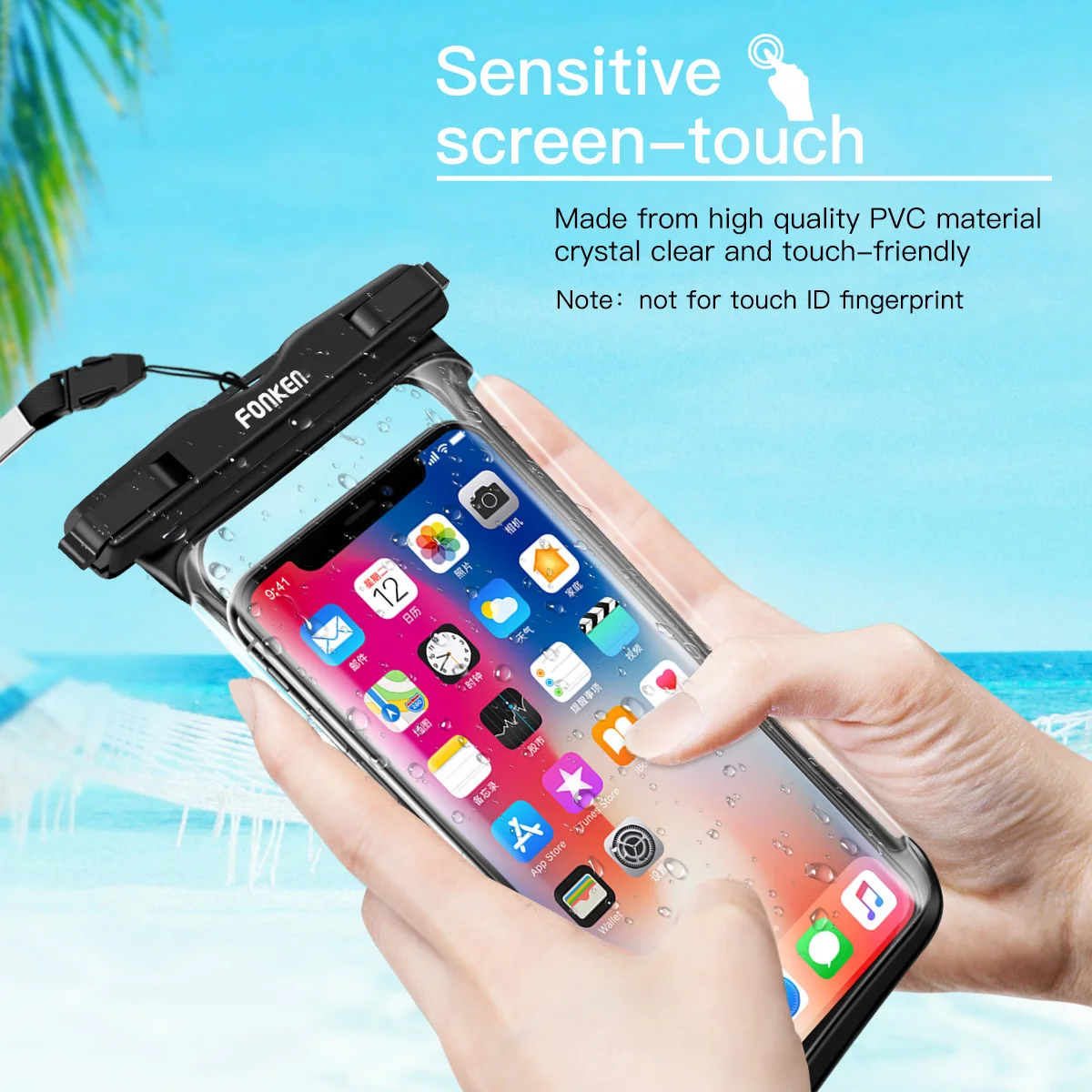 Fonken Waterproof Phone Pouch Up to 6.5" IPX8 Underwater Phone Case Dry Bag ,Transparent Swimming Dry Cover Pouch 3