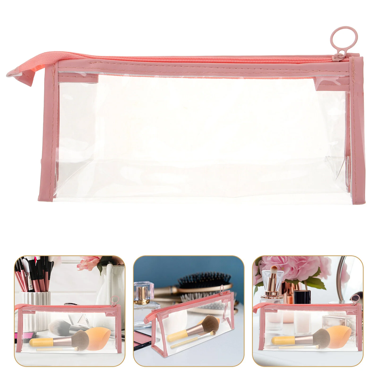 Transparent Pencil Case Makeup Container Portable Bag High Capacity Reusable Pouch Clear Bags