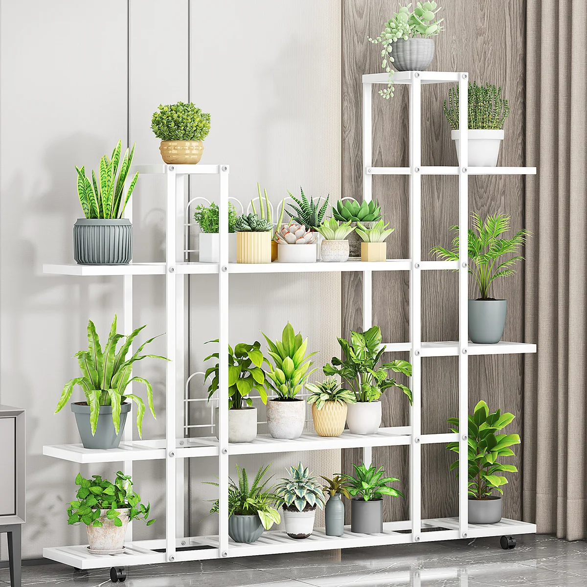 Pflanzenständer aus Metall, Blumentopfregal, Balkon, mehrschichtiges Lagerregal für den Innenbereich, Sukkulenten-Pflanzenregal für die Balkonecke – Detail 6