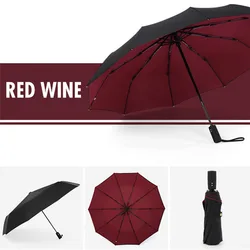 Windproof Double Layer Auto-Open Resistant Umbrella (Wine red)