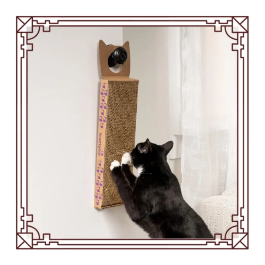Wall-Mounted Cat Scratcher – Brown Corrugated Post with Catnip Infusion for Indoor Cats