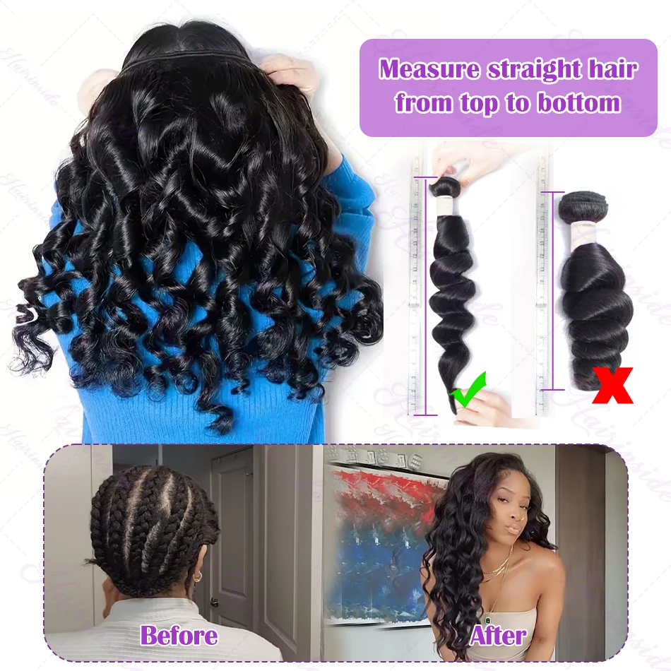Human Hair Extensions Loose Wave 30 32 Inch Indian Raw Virgin Human Hair Bundles Deep Wave 3/4 Bundles Weft Tissage Curly