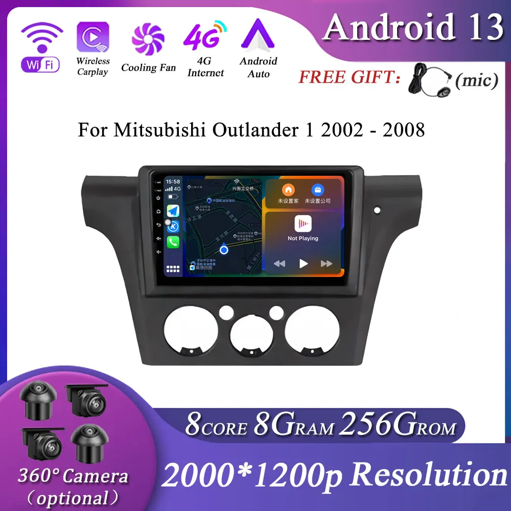 

Android 13 для Mitsubishi Outlander 1 2002 - 2008 автомобильное радио, мультимедийный видеоплеер, навигация GPS No 2Din, интеллектуальная система