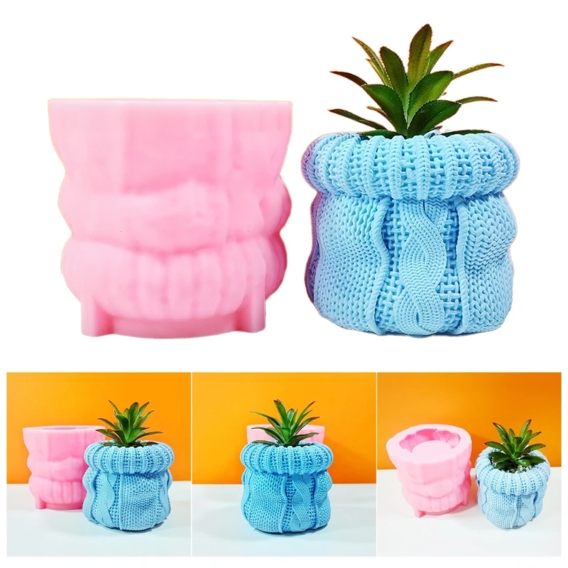 

Knitted Hat Shape Silicone Mold for Realistic Flower Pots Concrete Gypsum Flower Pot Mold Gardening Tool Outdoor Decors