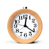 Wooden Clock Handmade Classic Small Round Wood Silent Light Desk Alarm Clock With Desk Lamp for Home dropshipping 3