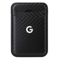 Enhanced Magnetic Card Holder Wallet with Carbon Fiber and Saffiano Leather - Dual Card Slots (Carbon Fiber Black)