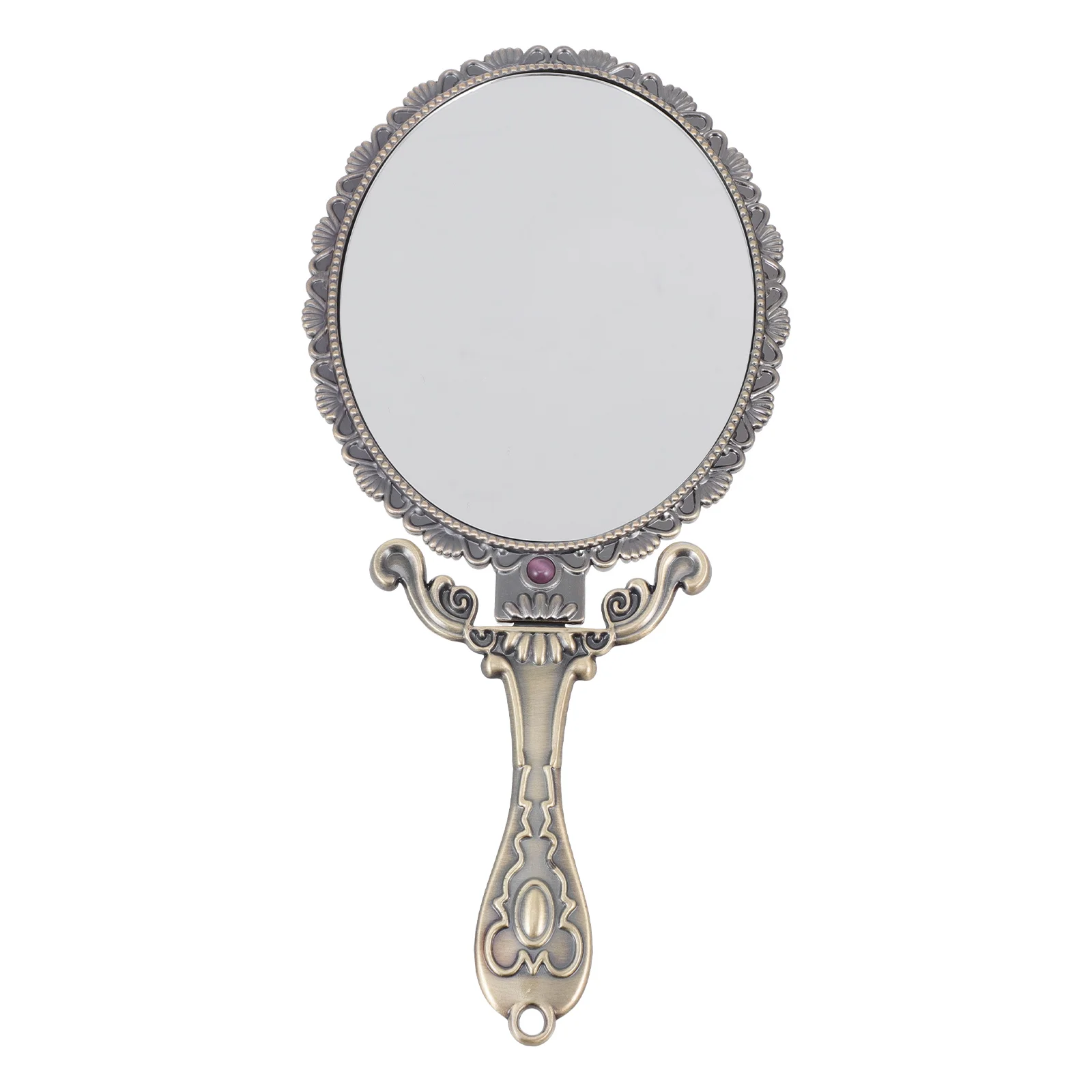 

Vintage Style Rose Handheld Mirror Female Makeup Mirror Foldable One-side Mirror
