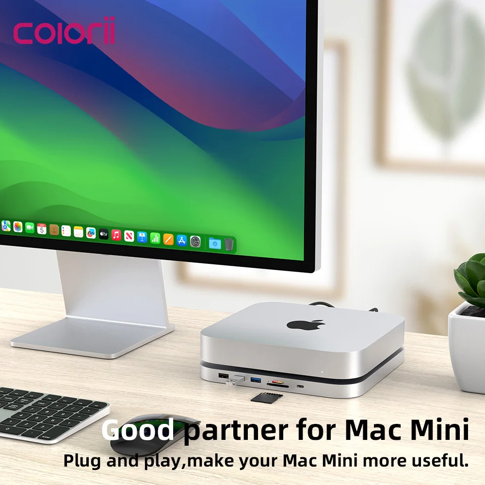 USB C Hub with Hard Drive Enclosure Type C Docking Station Supports NVME/SATA M.2 SSD Case 4K  10Gbps Data  M1 M2 for Mac Mini 2
