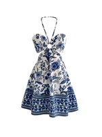 Women's Romantical Floral Print Halter Neck Sexy Fashionable Dress Easy to Create Lazy Stylish Vacation Style Dress - Image 5