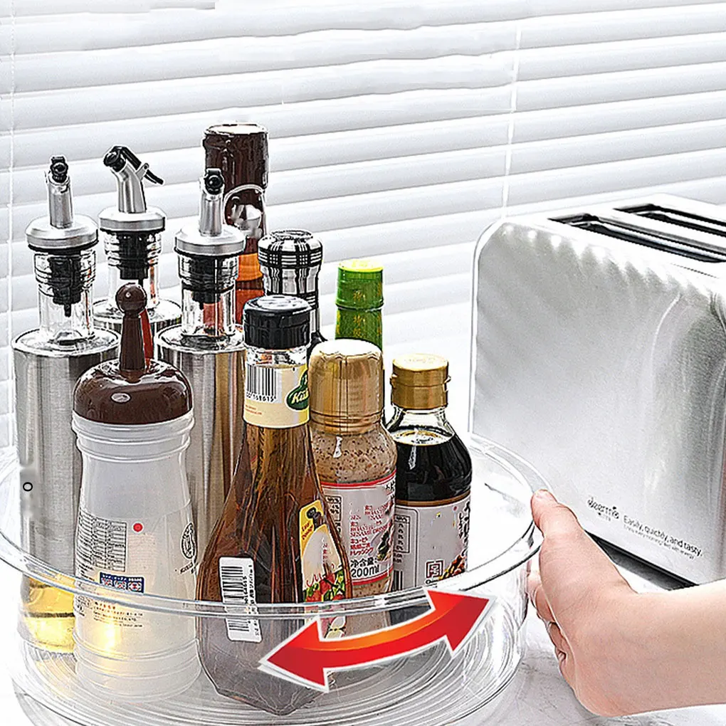Rotating Kitchen Seasoning Organizer Holder Acrylic Cabinet Rotating Spice Rack Spinning Organizer Rotating Turntable Organizer 5