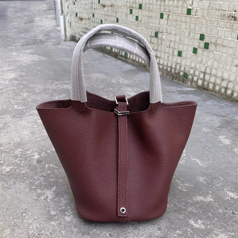 Fashion Classic Womens Bucket Bags Leather Lady Hand Bags High Quality Genuine Leather Luxury Ladies Top Handle Handbags 6