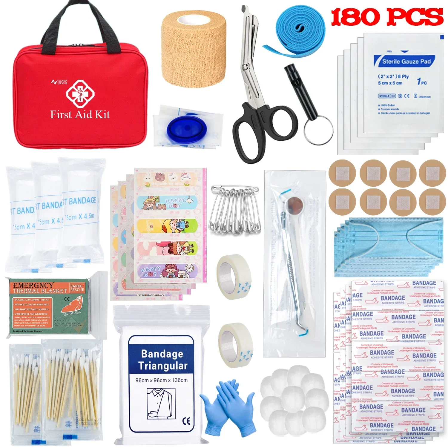 Trousse de premiers soins médicaux d'urgence portable, boîte de rangement domestique, sac de voyage en plein air, équipement de camping, médicaments, invitation