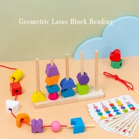 Wooden children's colorful color sorting toys, rainbow sets of columns, shape stringing matching, educational building blocks 2