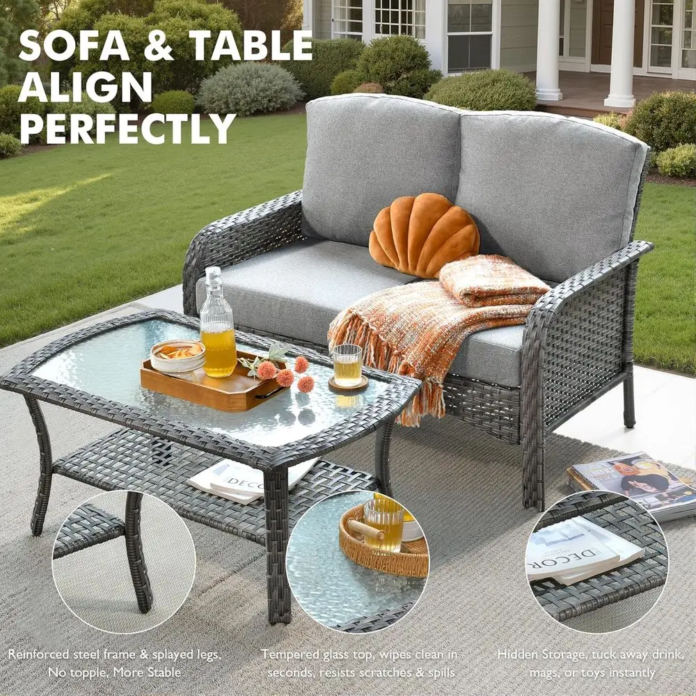 5-Piece Gray Outdoor Patio Furniture Set 6