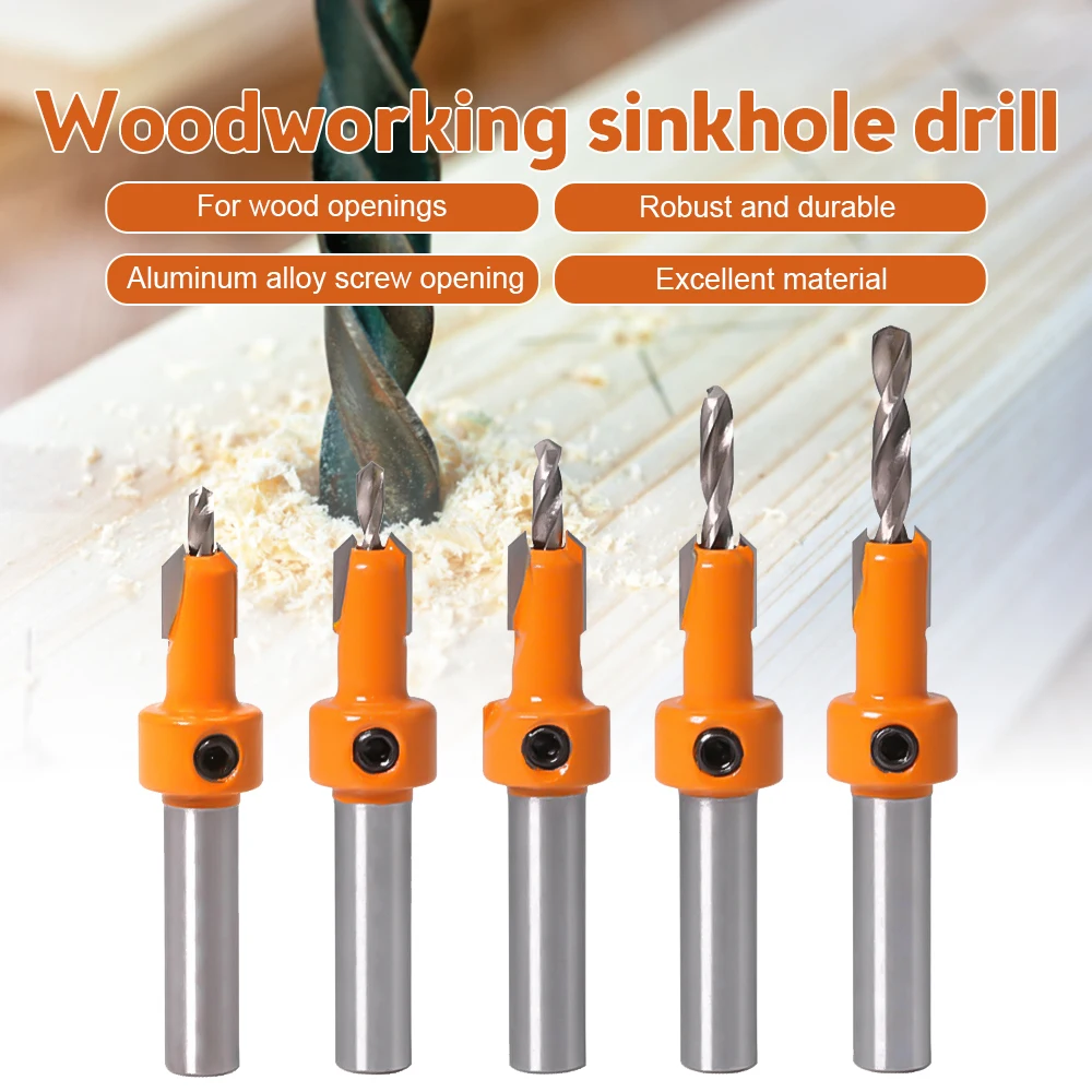 8mm Durable Alloy Carbon Shank Countersink Drills Bits Steel Woodworking Countersunk Screw Step Drill Tool Head Drilling Bit