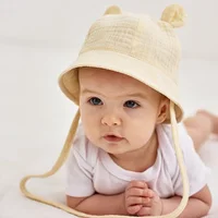 Muslin Baby Bucket Hats for Girls Boys Spring Fall Newborn Hat Cute Print Panama Fisherman Cap Outdoor Infant Caps 3-12 Months 2