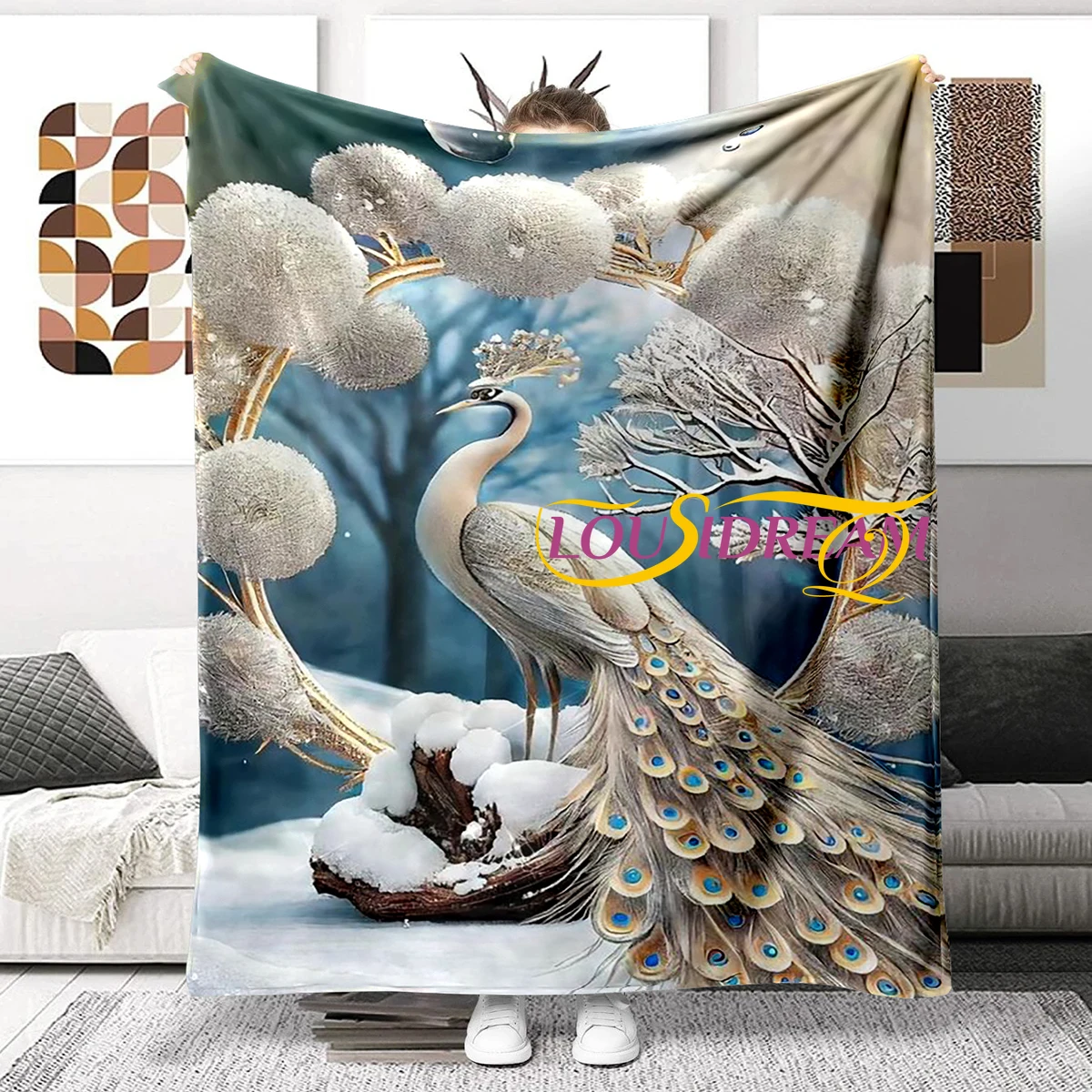 

3D Animal Peacock Flannel Blanket Super Soft Fleece Throw Blankets for Bedroom Couch Sofa Gift