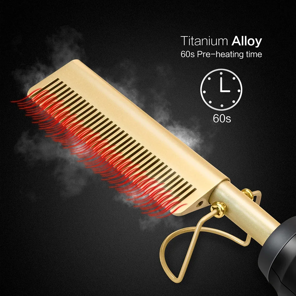 2 in 1 Electric Hot Heating Comb Hair Straightener Curler Flat Irons Wet Dry Hair Iron Straightening Brush Hair Styling Tools
