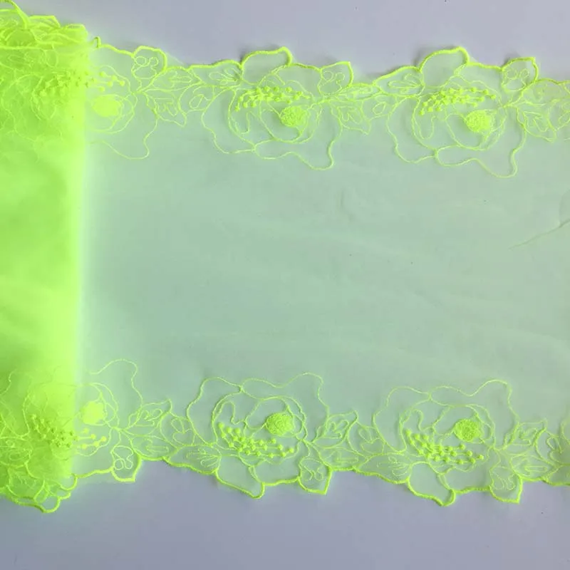 

20Yds Bilateral Lace Trims For Clothing Accessory Dress Sewing Applique Costume Fluorescent Green Lace Fabric