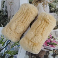 Hot Sale Winter Real Fur Golve Women Outdoor Warm 100% Real Rex Rabbit Fur Gloves Knit Thick Natural Soft Rex Rabbit Fur Mittens - Image 4