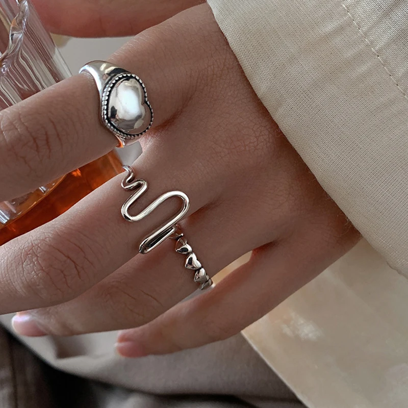 New Fashion Exaggerated Distorted Lines Geometric Rings Set Party Jewelry Minimalist Jewelry 2022 New Fashion