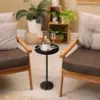 Drink Tables for Small Spaces Pedestal Side Table with Marble Base Small Round Side Table Black Coffee Table for Sofa 4