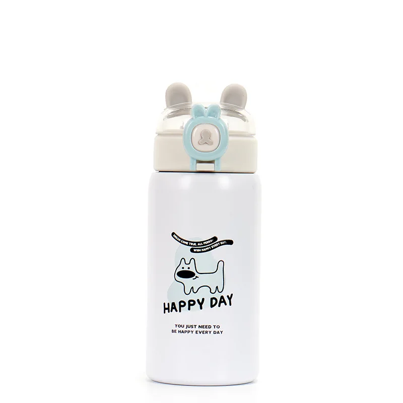 

Cartoon Children's Thermos Outdoor Portable Bear Jumping Straw Water Cup Sports Water Bottle Advertising Gift Pea Insulated Cup