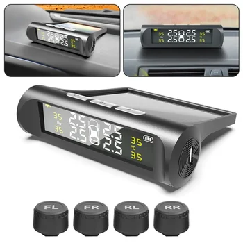 Sistema di monitoraggio dell'allarme della pressione dei pneumatici per auto TPMS a energia solare, sistemi di allarme di sicurezza automatica, avviso della temperatura della pressione dei pneumatici