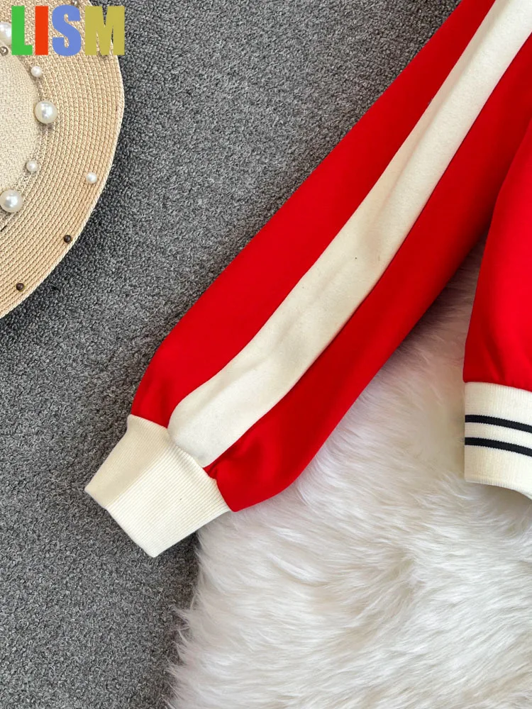 30.jpg Image of LISM Women's tracksuit Streetwear Casual Tracksuit Two Piece Set Women Outfits Zip Up Crop Jacket Loose Wide Leg Pant Suit