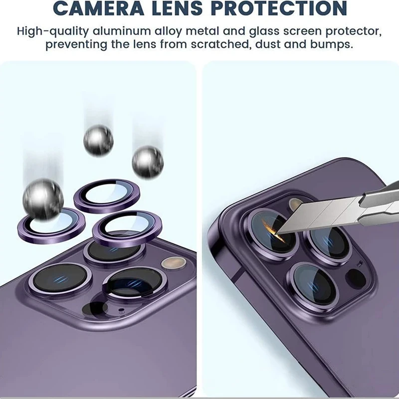 Lens Protector Glass for iPhone 14 13 12 11 Pro Max 14 Plus Camera Lens Protection For iPhone 13 12 Mini Metal Ring Camera Film